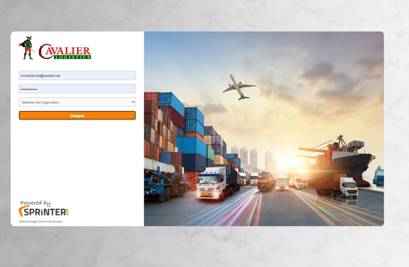 Screenshot of the customer portal